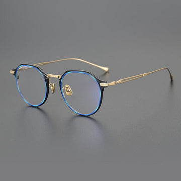Lonnie Vintage Titanium Glasses Frame Round Frames Southood Blue amber